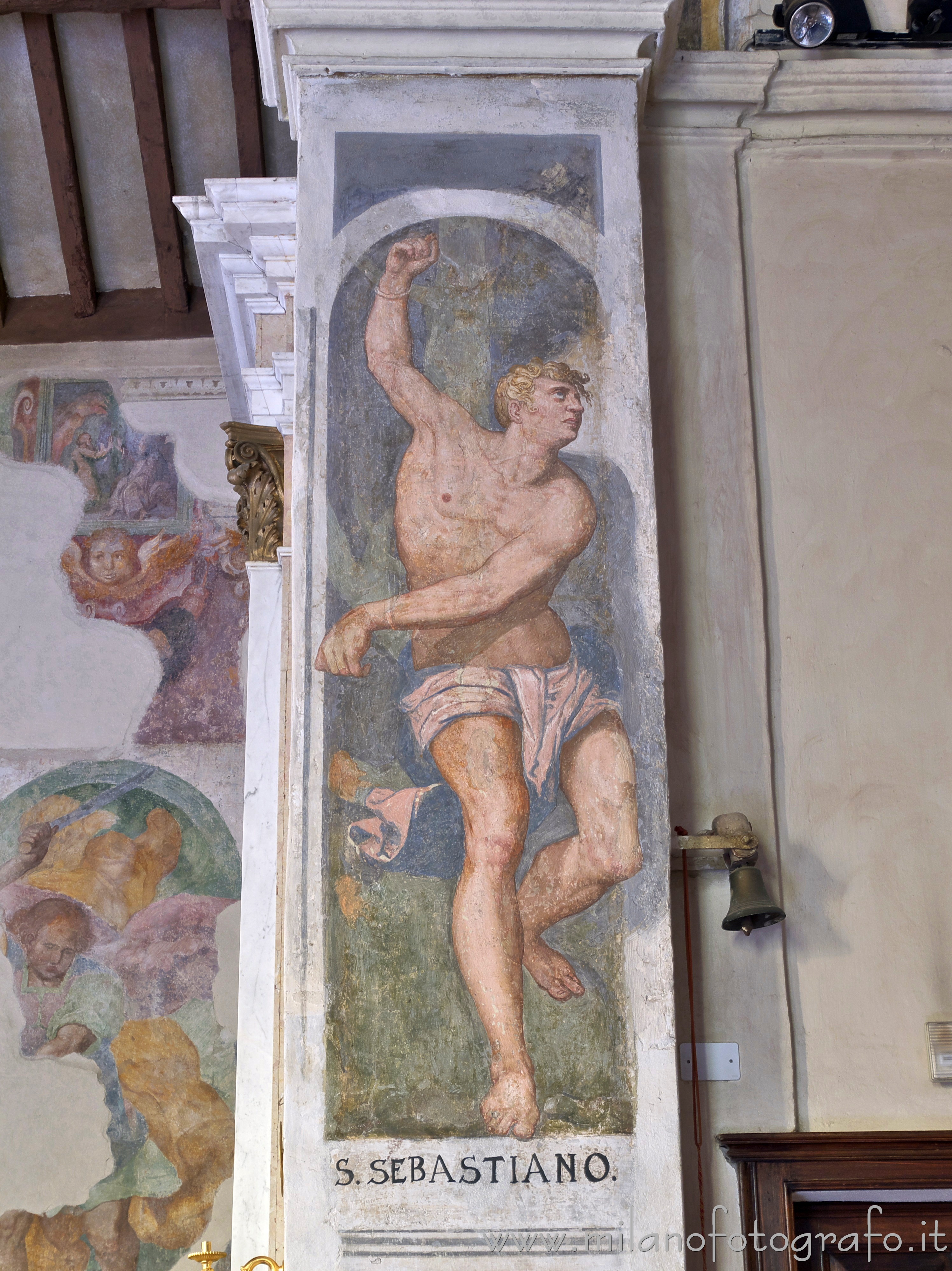 Trezzano sul Naviglio (Milan, Italy) - Fresco of San Sebatiano in the Church of Sant'Ambrogio